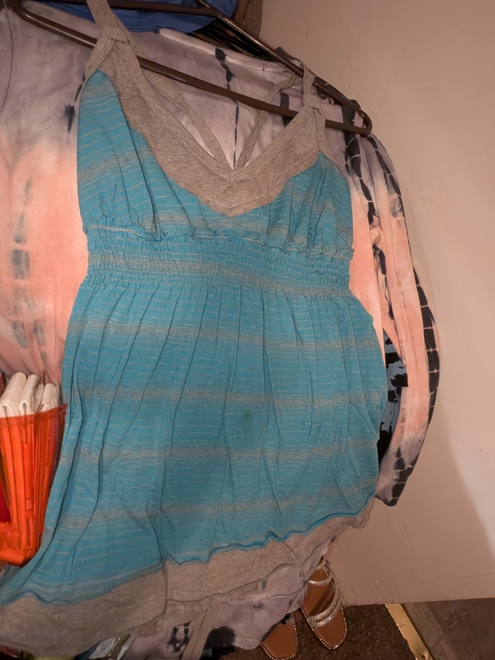 Liberty Love Blue Striped Tank with Heather Gray Trim